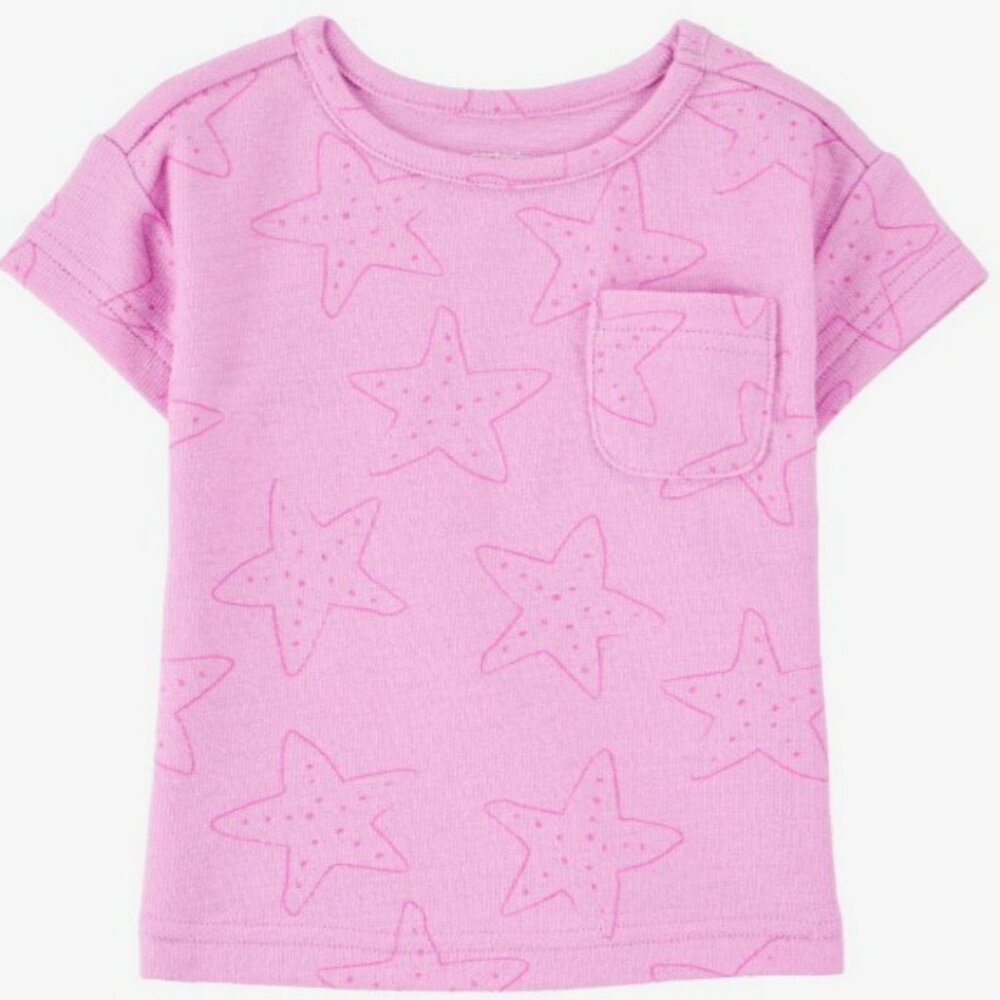 NWT. CARTER'S Girls Pink Sea Stars Short Sleeve Tee
